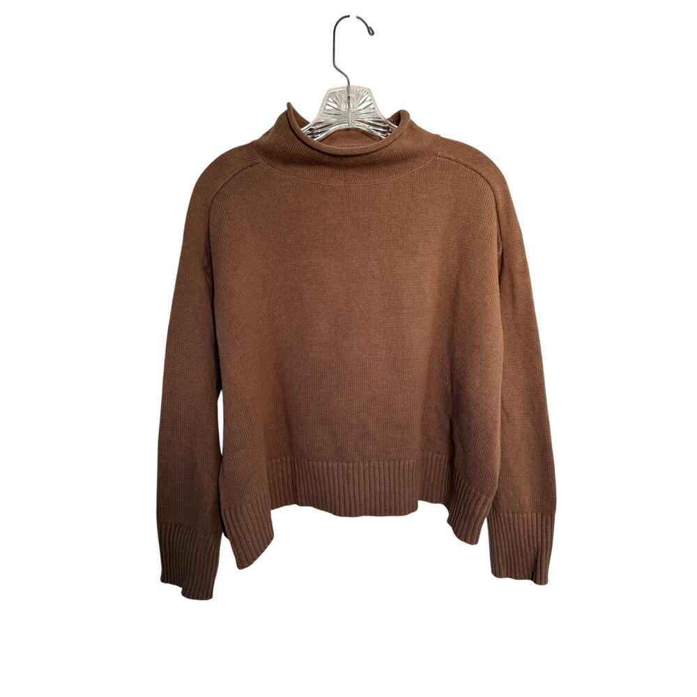 Ann Taylor Factory Roll Mock Neck Pullover Sweater Size Medium Brown